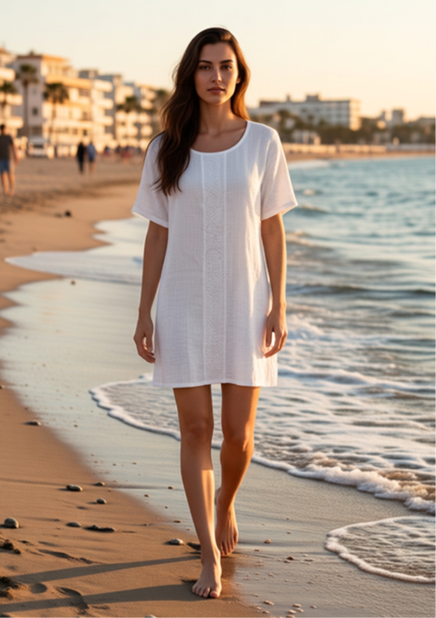 Short 100% Linen Dress White