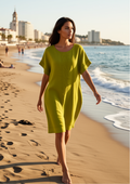 Vestido Corto - Verde Pistacho - Lino 100%