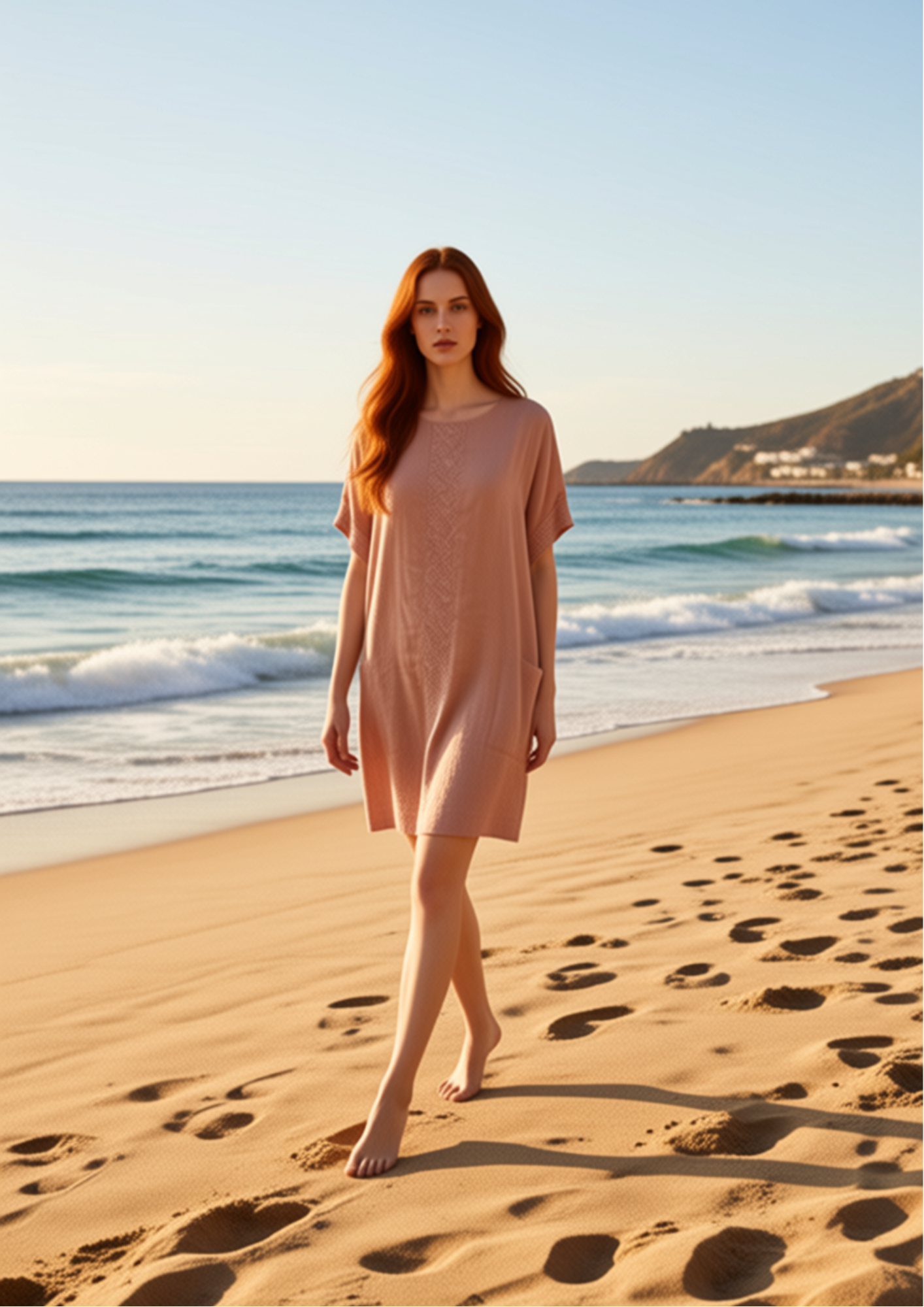 100% Pink Linen Short Dress