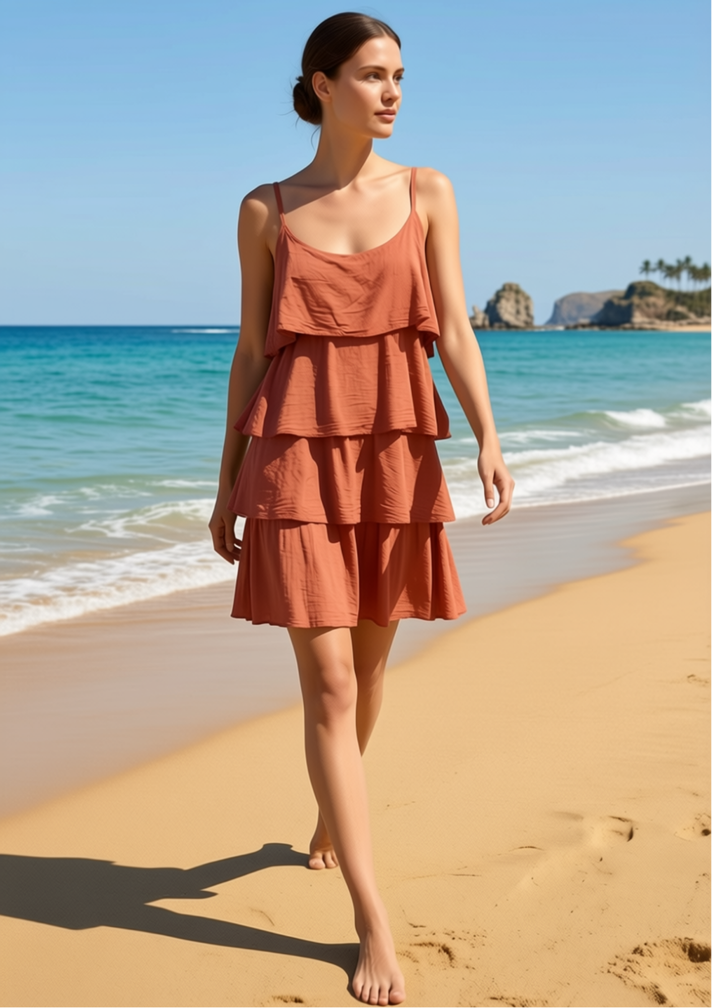 100% Linen short dress Pistachio green