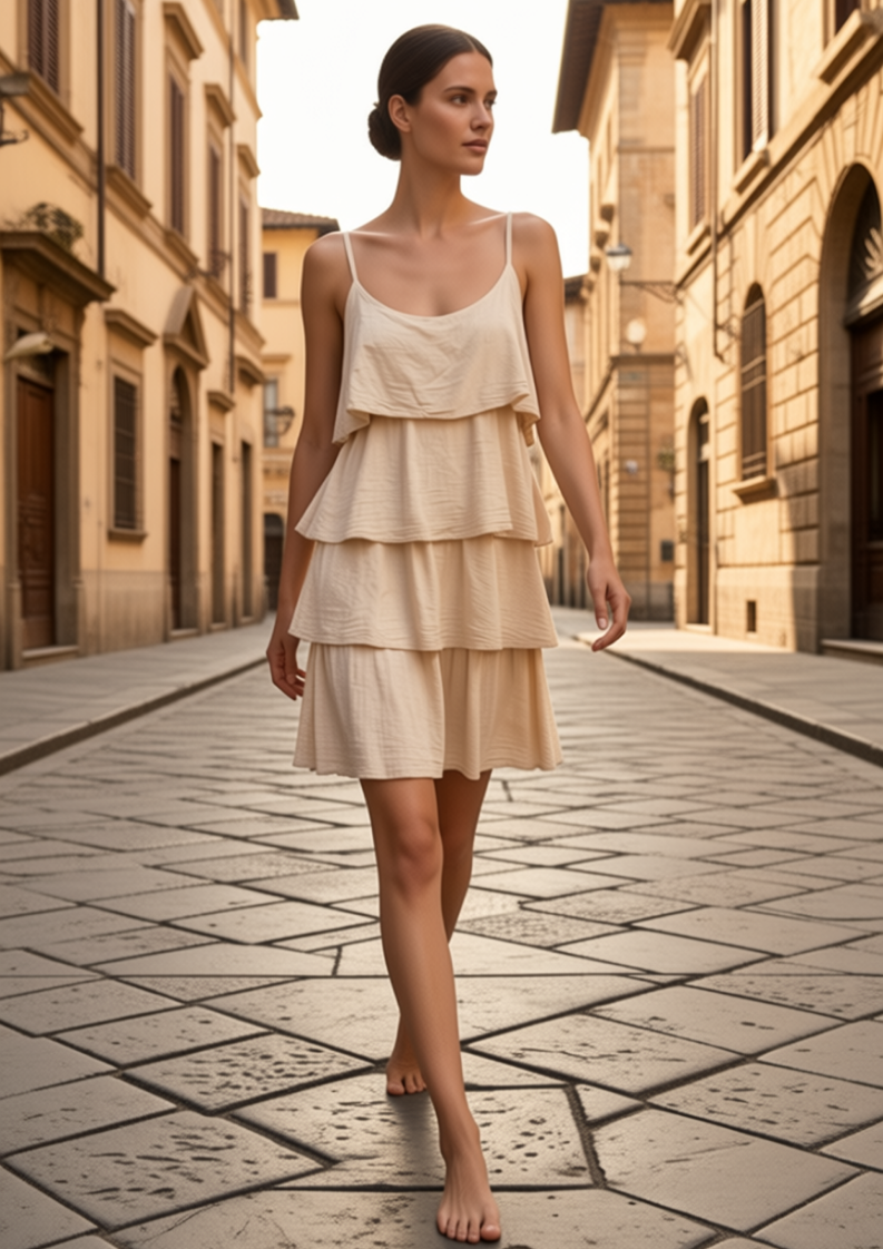 100% Linen short dress Pistachio green