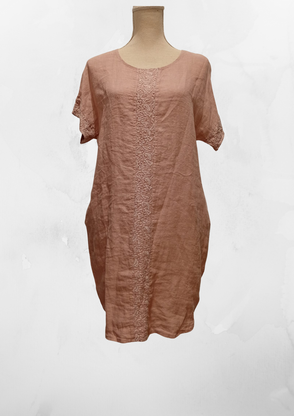 Vestido Corto - Rosa - Lino 100%