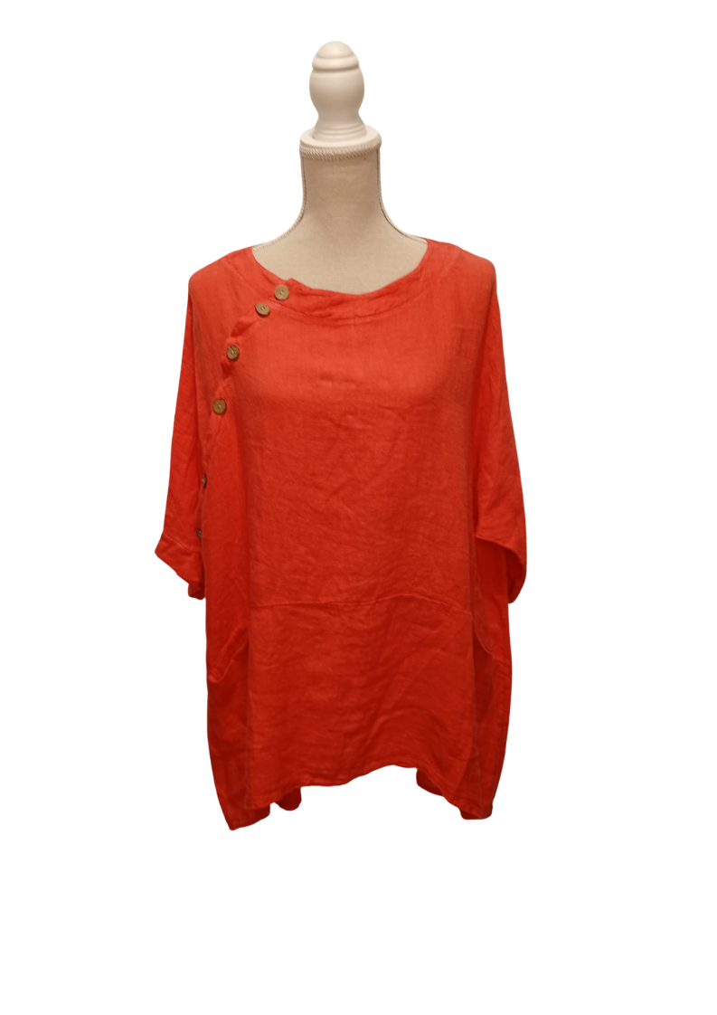 Blusa - Rojo - Lino 100%