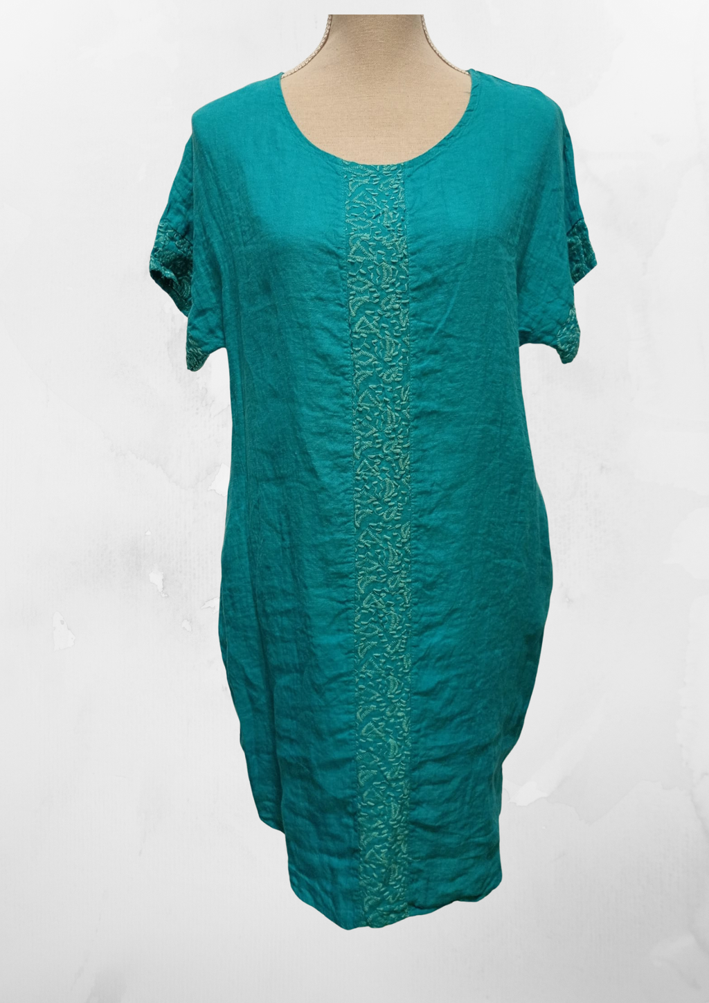 Vestido Corto - Turquesa - Lino 100%