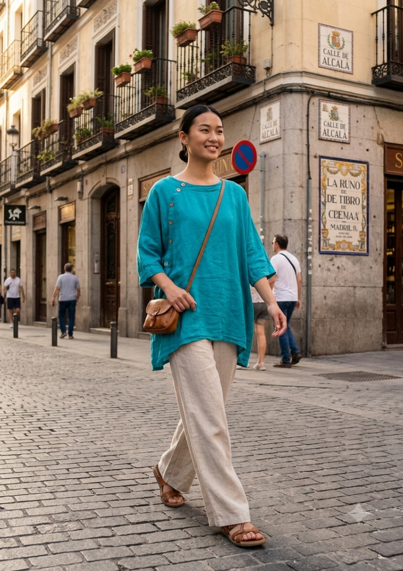 Blusa - Turquesa - Lino 100%