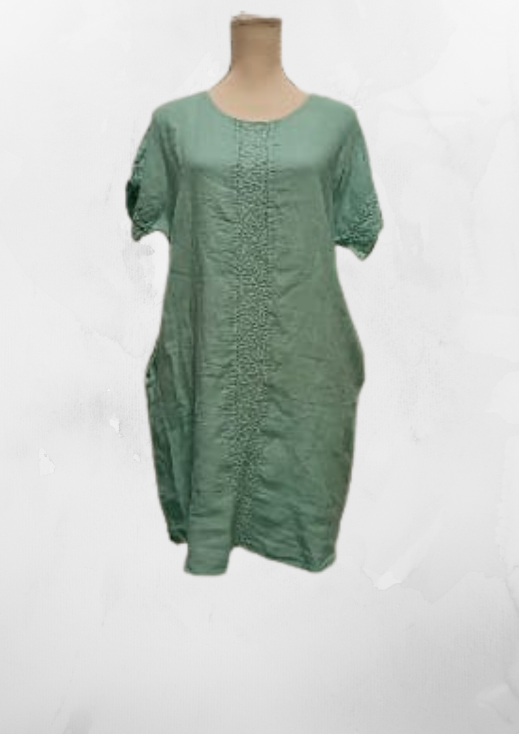 Vestido Corto - Verde Agua - Lino 100%