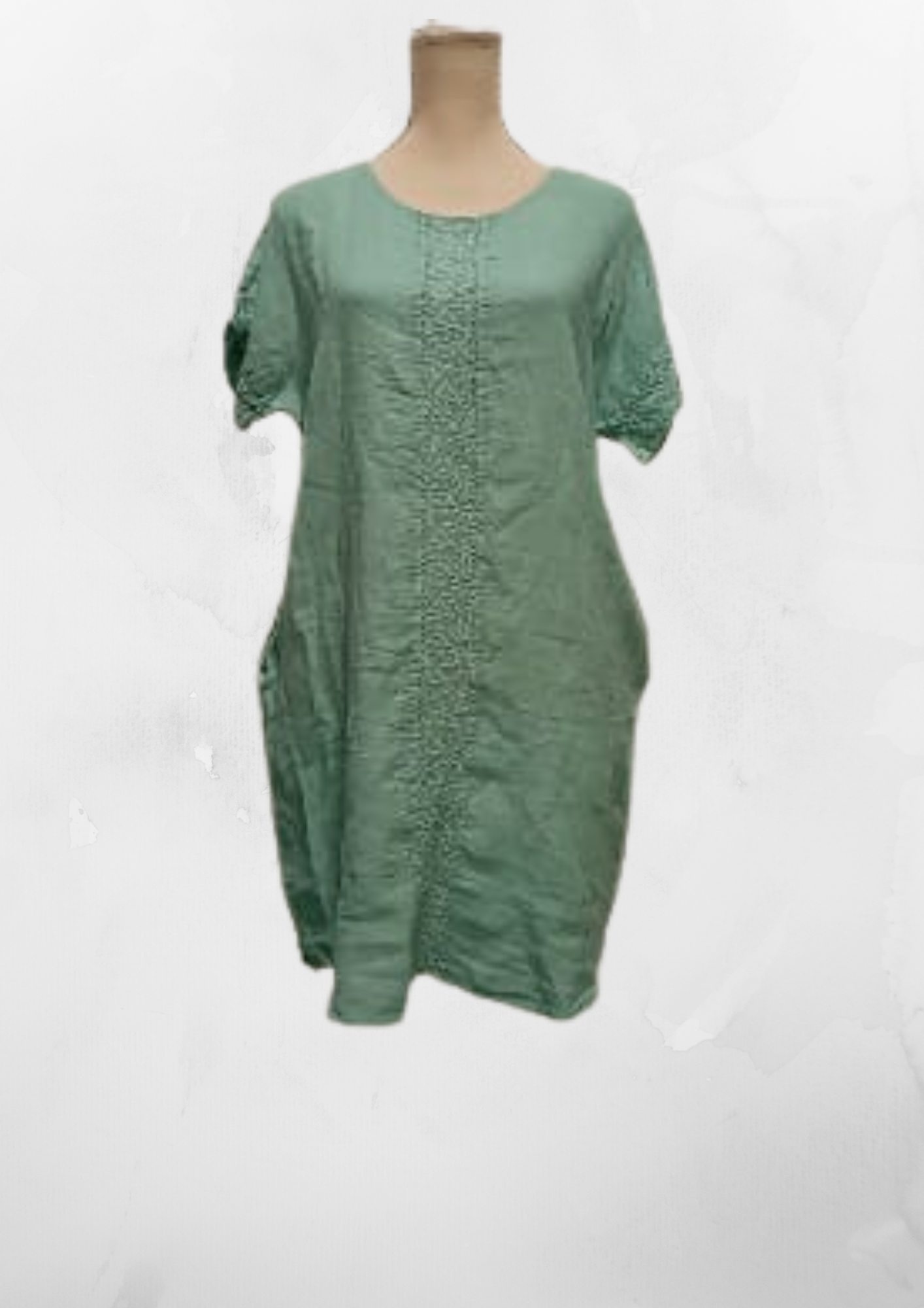 Short 100% linen dress Aqua green
