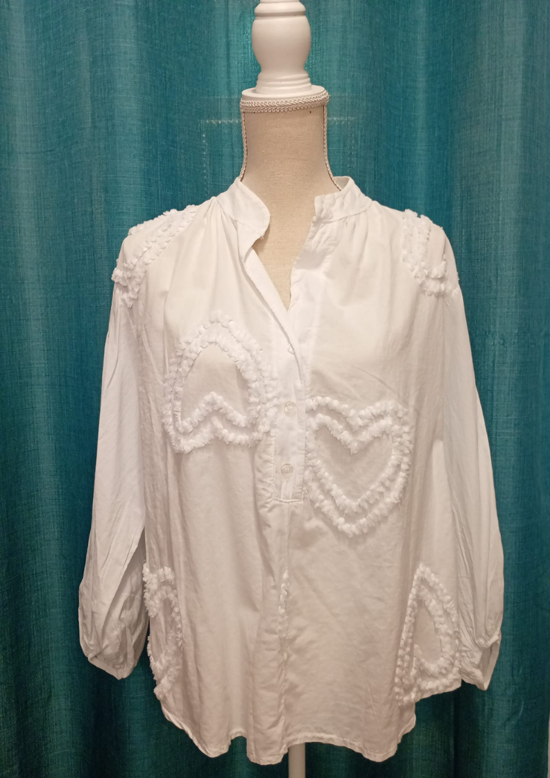 Blusa - Blanca Corazon- Algodón 100%