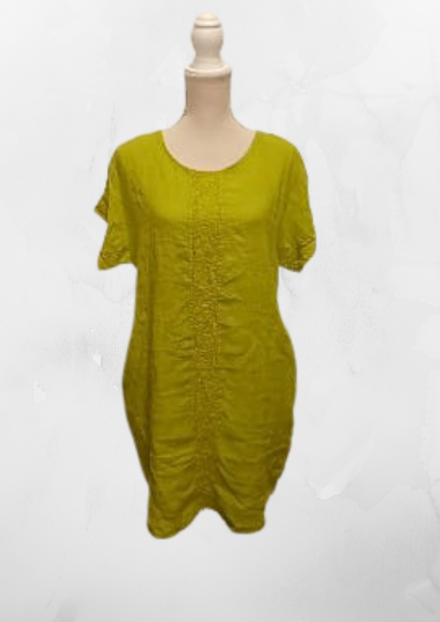 100% Linen short dress Pistachio green