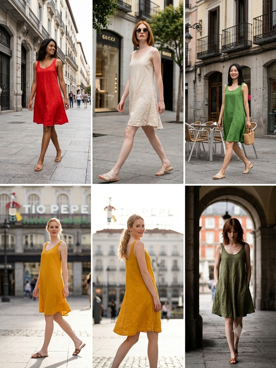 Vestido Corto -100% Lino