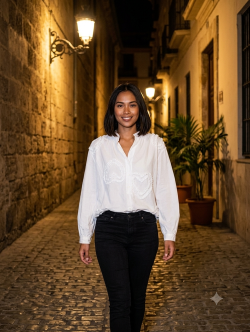 Blusa - Blanca Corazon- Algodón 100%