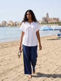 Blusa - Blanca Bordado Flores- Algodón 100%