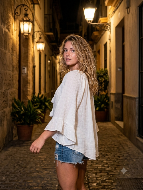 Blusa - Blanca Colgantes- Algodón 100%