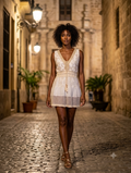 100% Linen short dress Pistachio green
