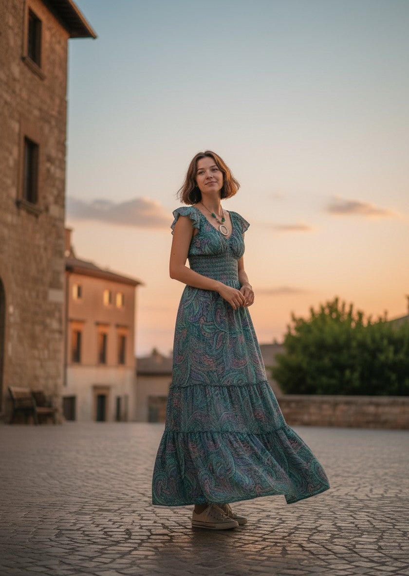 100% Linen short dress Pistachio green