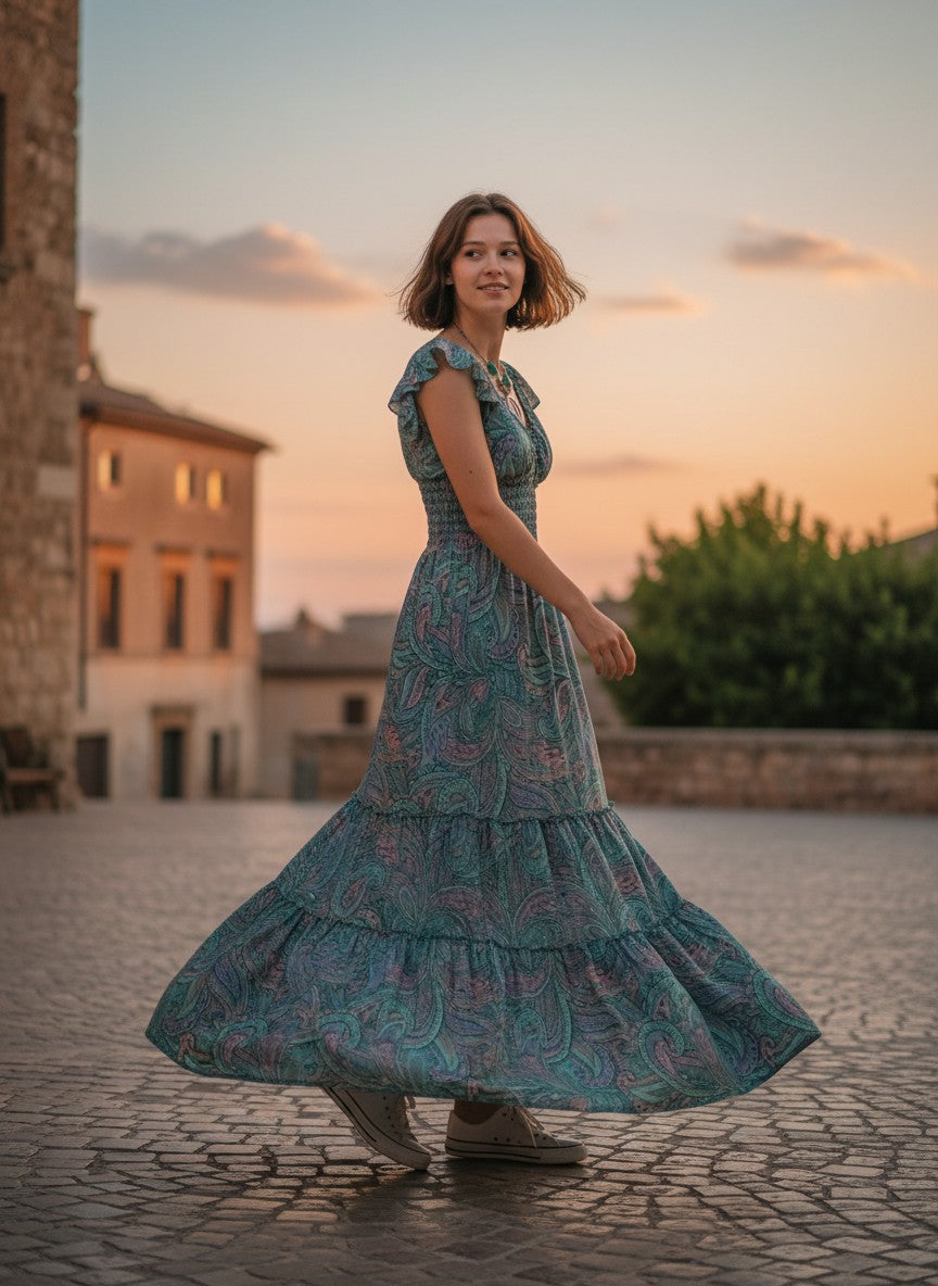 100% Linen short dress Pistachio green