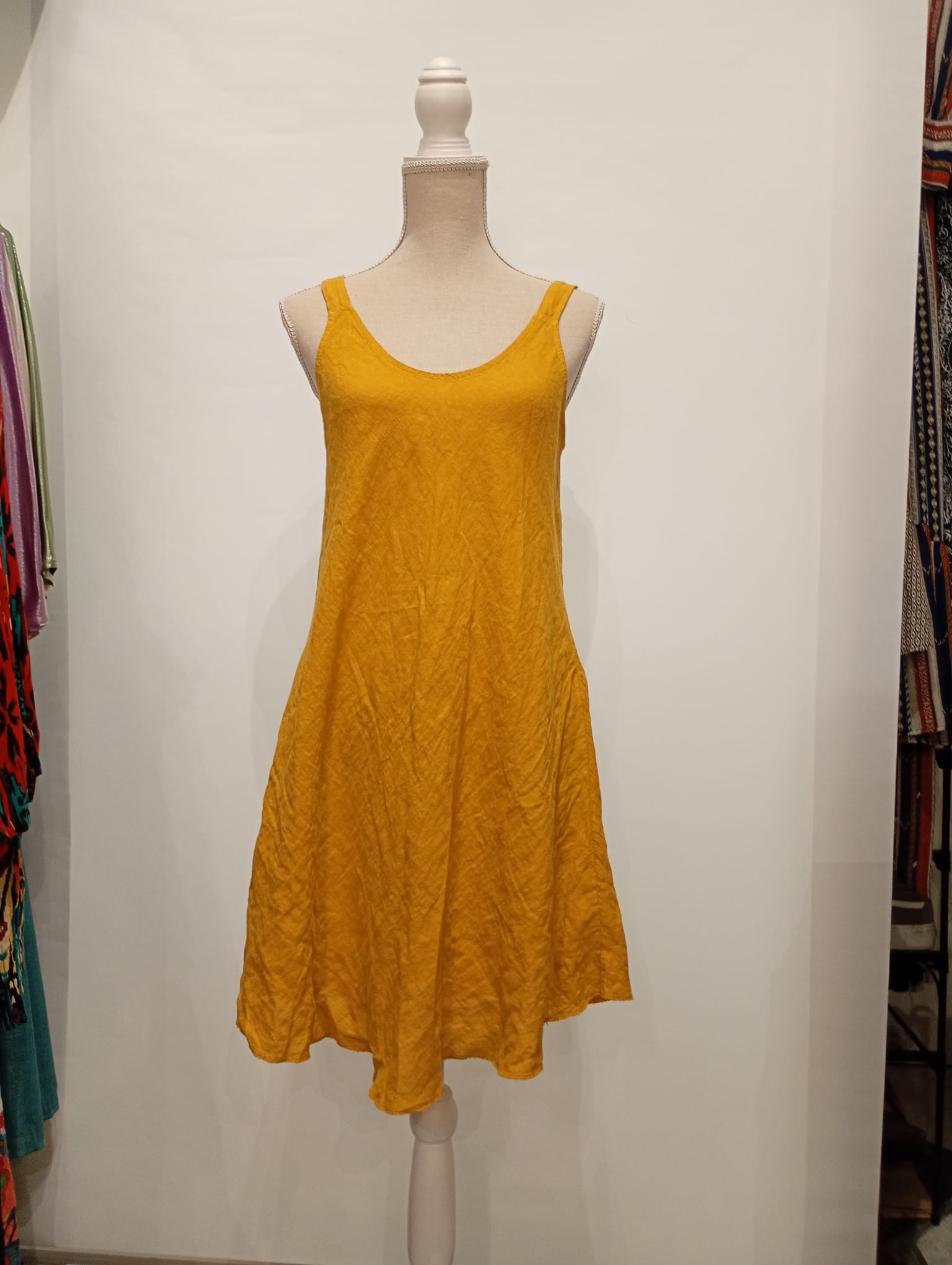 Vestido Corto -100% Lino