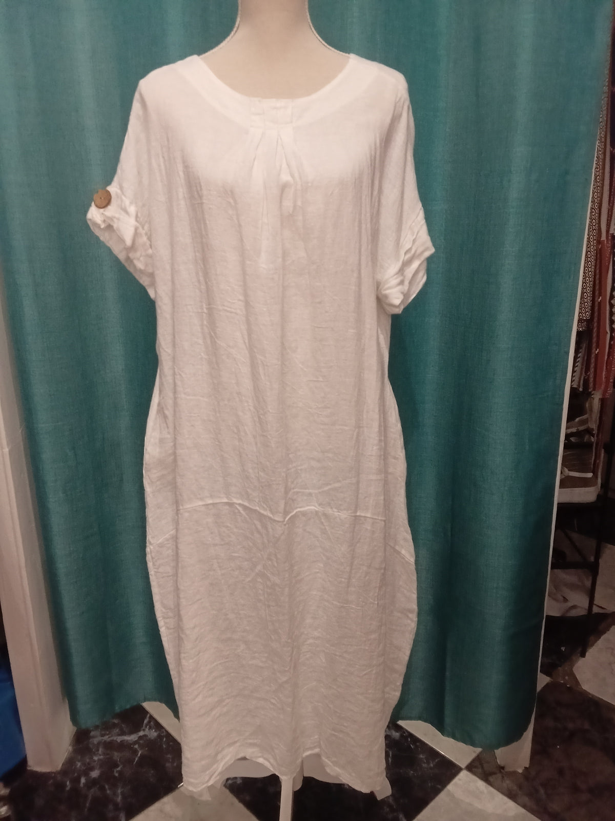 Vestido Lino 100% - Estilo Ibicenco - Boho Chic - Blanco