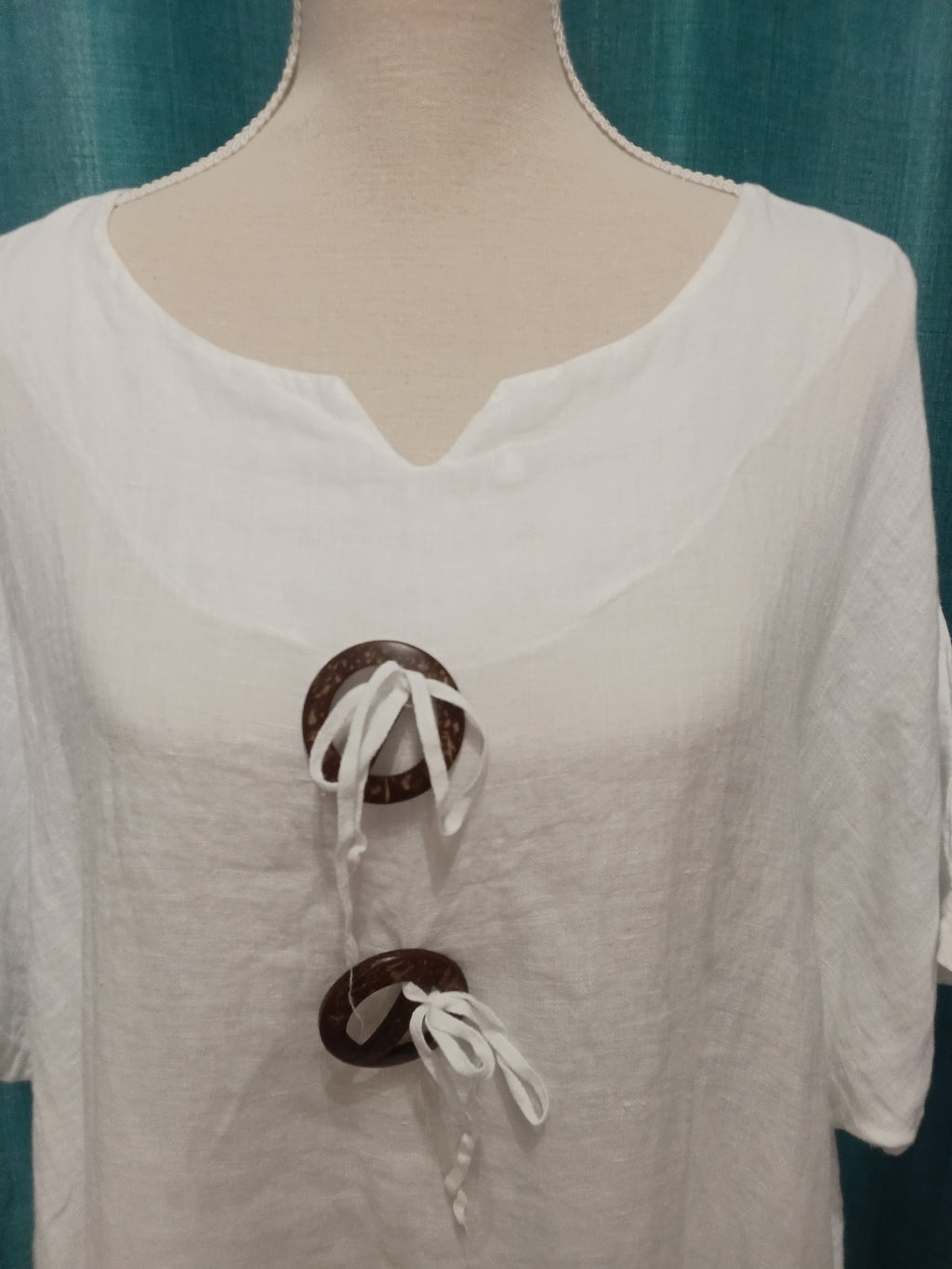 Vestido Lino 100% - Estilo Ibicenco - Boho Chic - Blanco