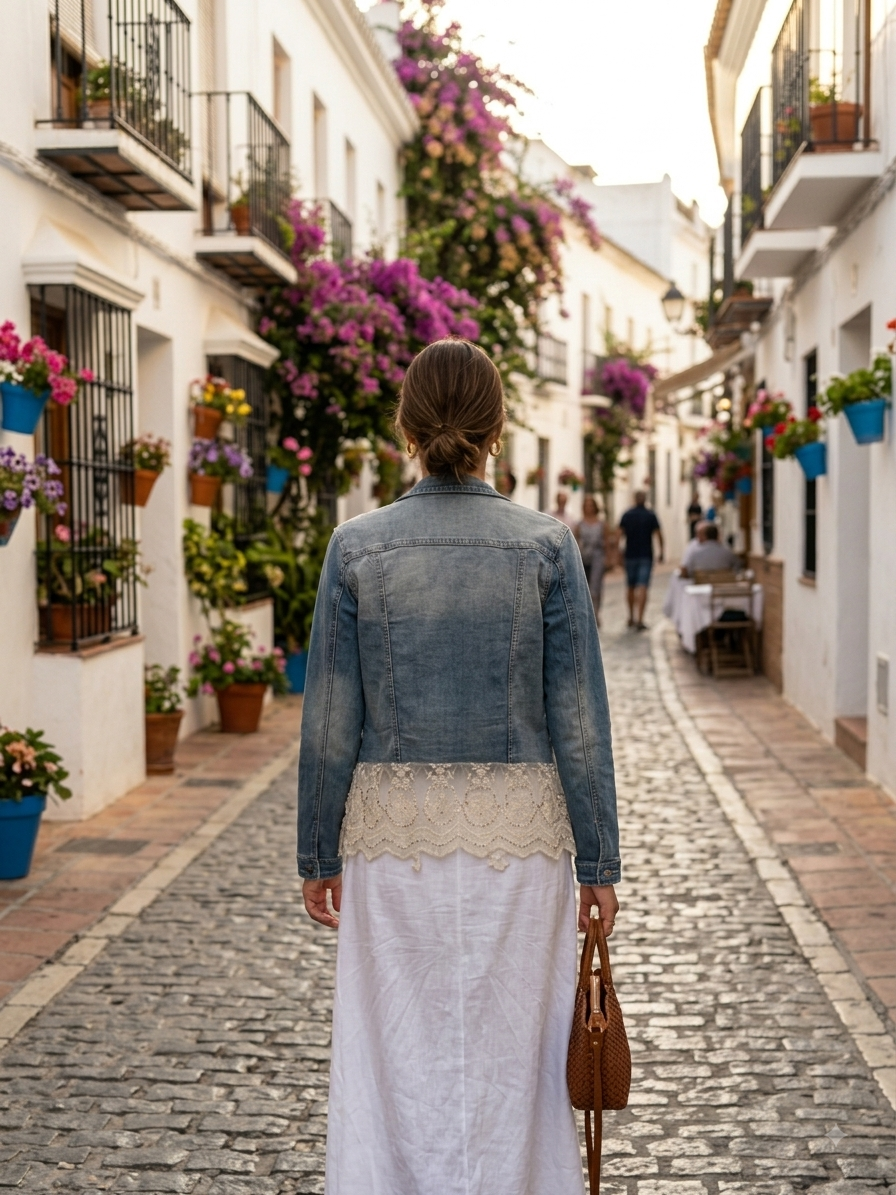 Chaqueta Vaquera con Encaje y Bordados