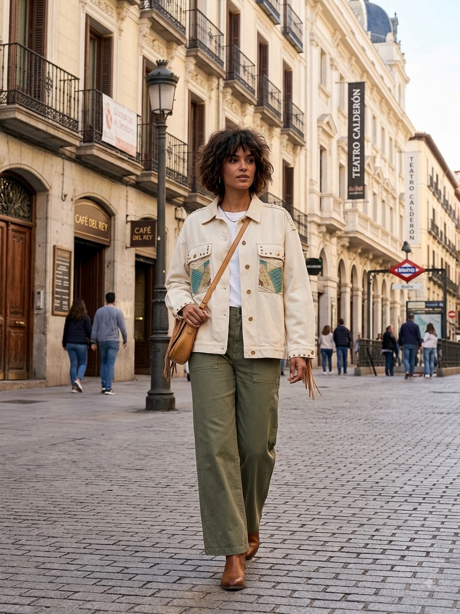 Chaqueta Western - Baige - Estilo Rustico - Bohemio