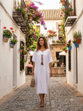 Vestido Lino 100% - Estilo Ibicenco - Boho Chic - Blanco