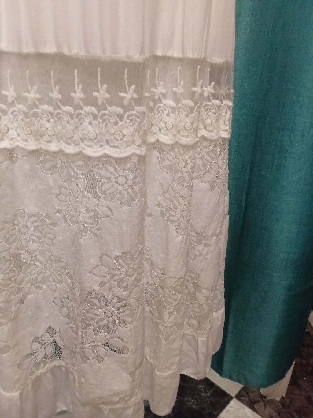 Vestido Estilo Boho - Blanco - Viscosa y Algodon