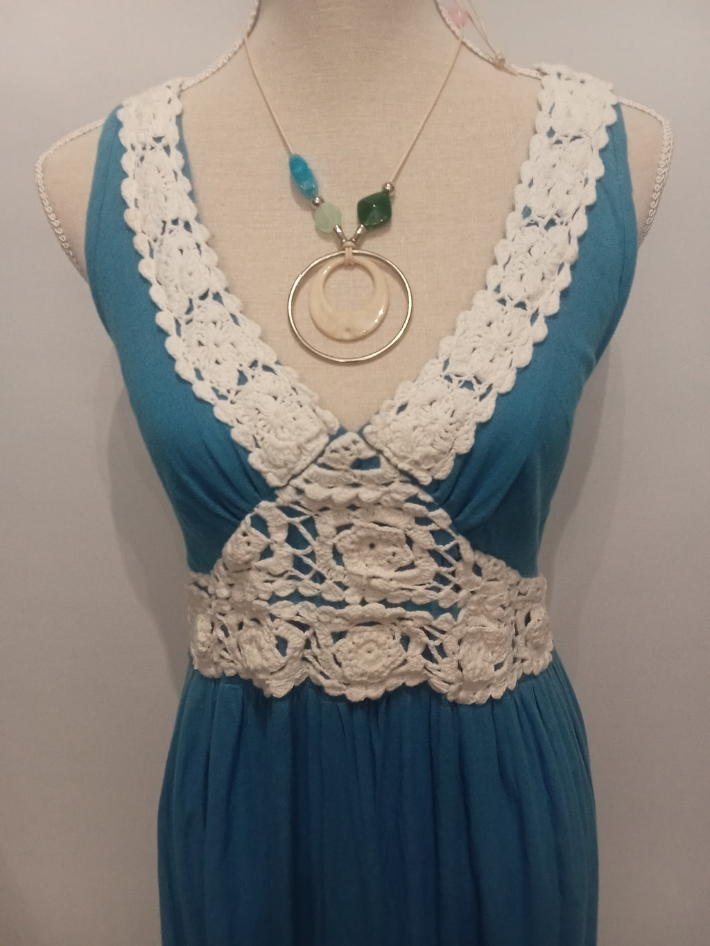 Vestido Largo - Azul- Estilo Ibicenco - Boho Chic 100%Algodon - Marca JOT