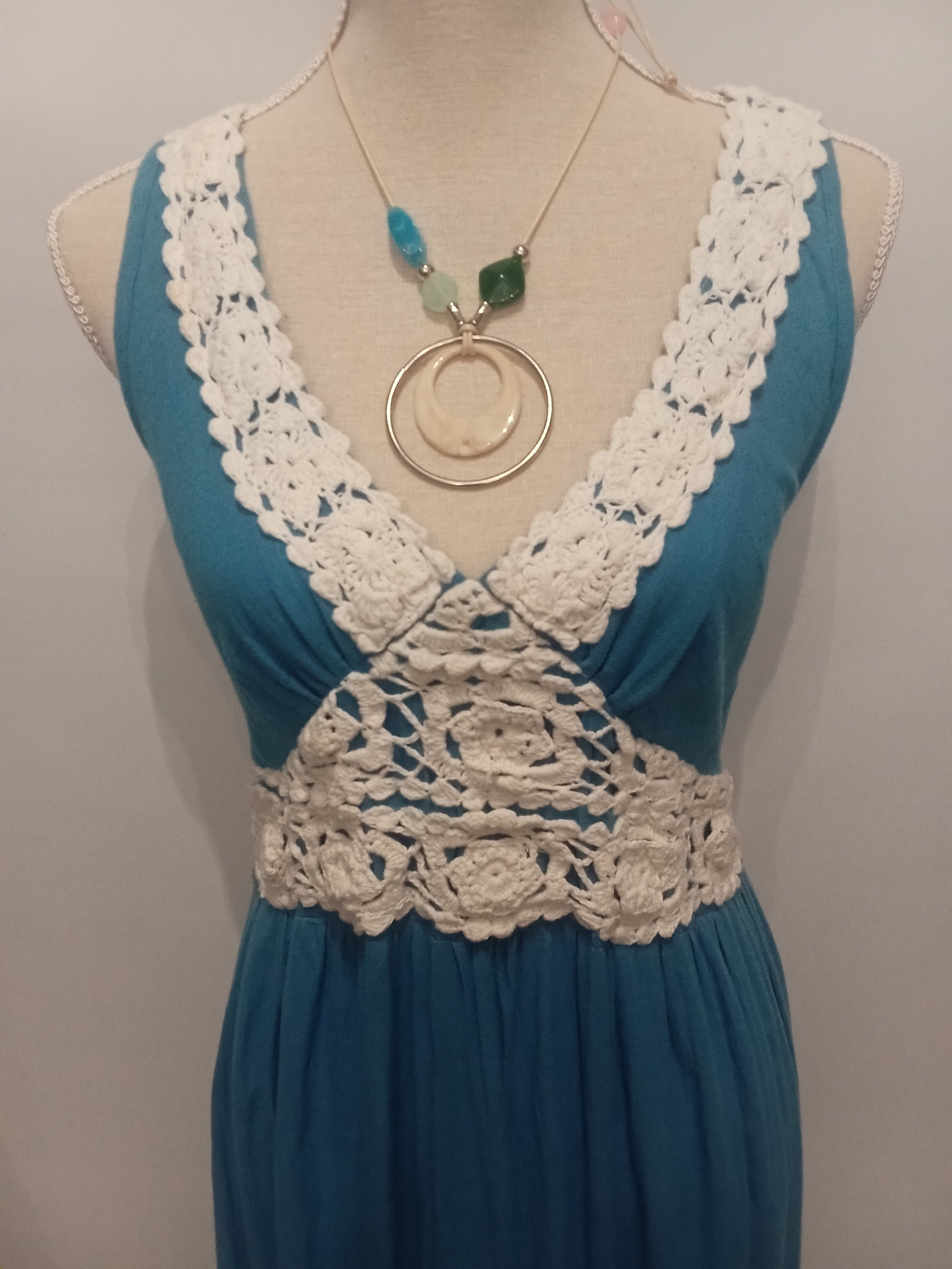 Vestido Largo - Azul- Estilo Ibicenco - Boho Chic 100%Algodon - Marca JOT