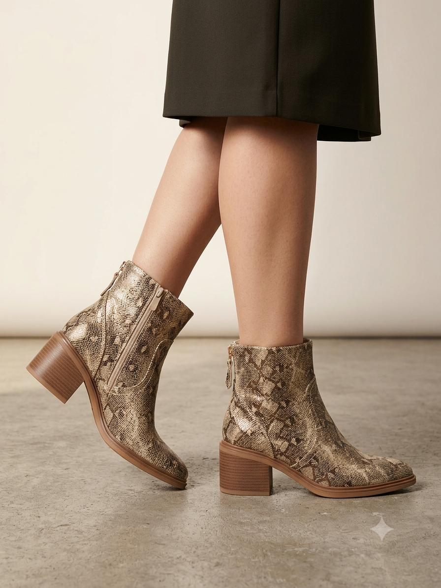 Botines - Estampado Serpiente - Metalizado