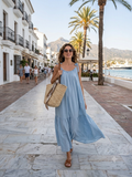 Vestido - Azul Celeste - Boho -Shic Mediterraneo - 100 % Algodon