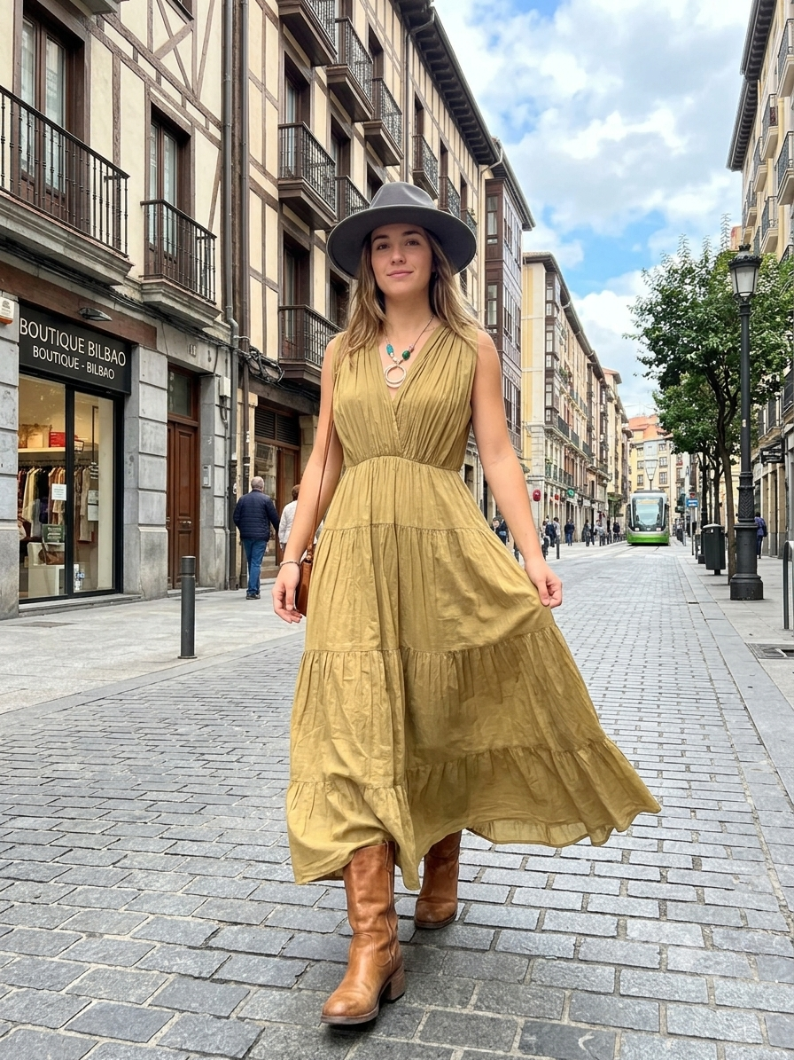 Vestido Largo - Estilo Bohemio - Algodón 100%