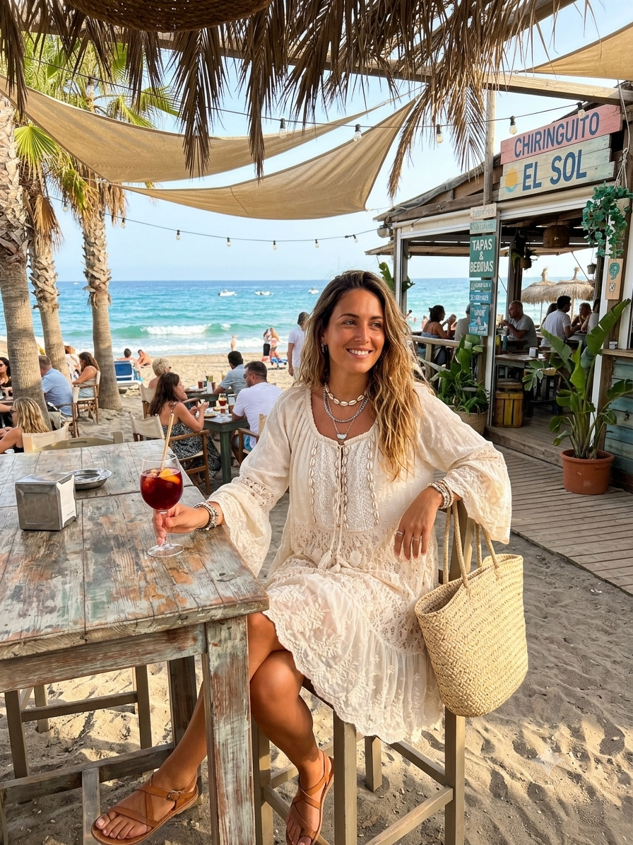 Vestido Ibicenco - Baige - Boho chic