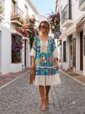 Vestido Estilo Boho - Azul - Viscosa y Algodon