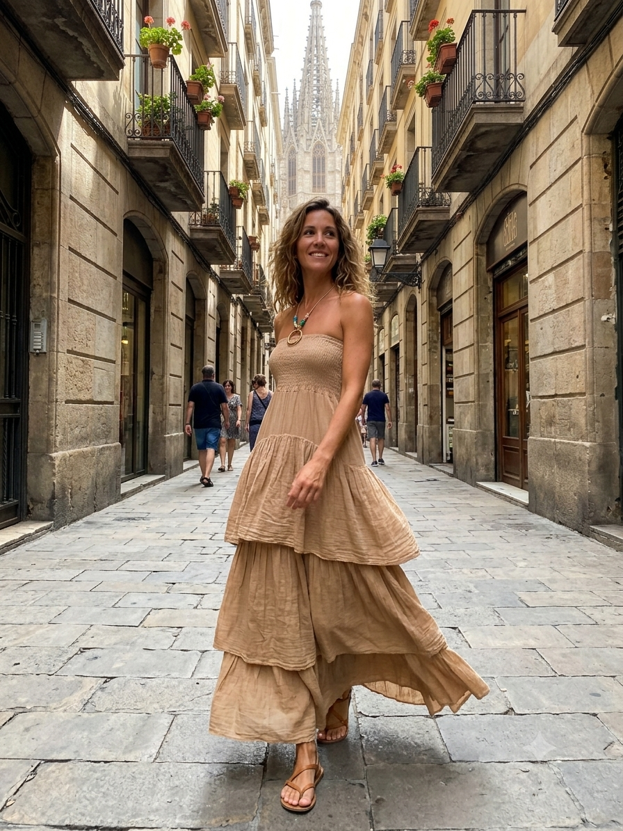 Vestido Largo - Estilo Bohemio - Algodón 100%